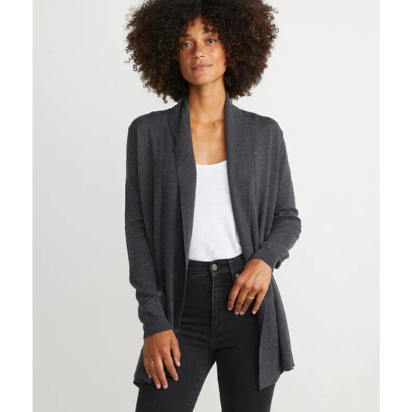 Marine Layer Sweaters - Marine Layer Mae Cardigan Charcoal Heather Open Front Gray Size Small H14033